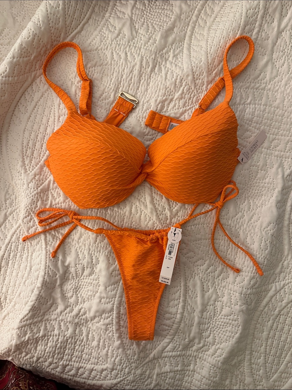 VS SWIM Orange Textured Tie Bikini Set